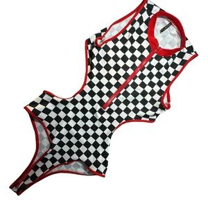 TRUE ROCK Checkered Red, Black & White Body Suit